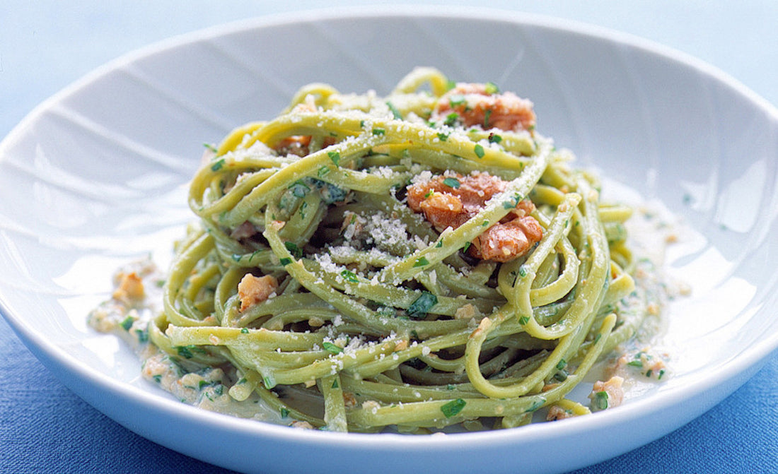Spicy Spinach Linguine with Extra Virgin Olive Oil